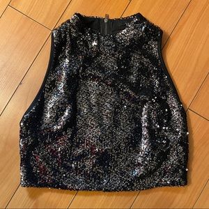 👯‍♀️BRAND NEW Black Mock-Neck Sequin Crop Top